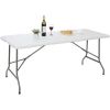 Folding Utility Table 6ft Fold-in-Half Portable Plastic Picnic Party Dining Camp Table, White