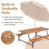 6-Person Outdoor Picnic Table and Bench Set with 2 Inch Umbrella Hole