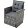 5-piece Outdoor UV-Resistant Patio Sofa Set with Storage Bench All Weather PE Wicker Furniture Coversation Set with Glass Table, Gray