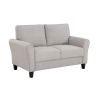 Modern Transitional Sand Hued Textured Fabric Upholstered 1pc Loveseat Attached Cushion Living Room Furniture