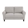 Modern Transitional Sand Hued Textured Fabric Upholstered 1pc Loveseat Attached Cushion Living Room Furniture