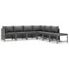 7 Piece Patio Lounge Set with Cushions Poly Rattan Gray