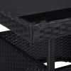 Patio Dining Table Black Poly Rattan and Glass