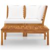 3 Piece Patio Lounge Set with Cream Cushion Solid Acacia Wood