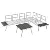 Industrial 5-Piece Aluminum Outdoor Patio Furniture Set; Modern Garden Sectional Sofa Set with End Tables; Coffee Table and Furniture Clips for Backya