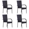 5 Piece Patio Dining Set Black