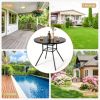 34 Inch Patio Dining Table with 1.5 inch Umbrella Hole for Garden