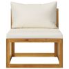 3 Piece Patio Lounge Set with Cream Cushions Solid Acacia Wood