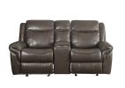 Lydia Motion Loveseat w/Console; Brown Leather Aire LV00655