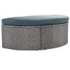 2-Piece All-Weather PE Wicker Conversation Set Rattan Sofa Set Outdoor Patio Half-moon Sectional Furniture Set w/ Side Table for Umbrella;  Gray Ratta