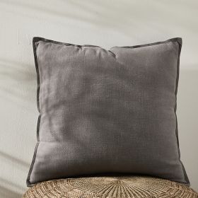 Pure Cotton And Linen Linen Solid Color Pillow Simple Modern (Option: 45x45cm Without Core-Light Gray)