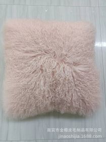 High-grade Fur Beach Wool Pillow (Option: Light Pink-45 X45cm Without Core)