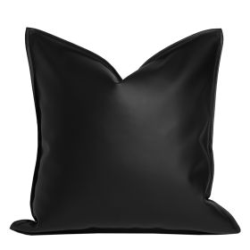 Nordic Style Solid Leather Living Room Sofa Pillow Bed Waist Support (Option: Pure Black-45x45 with core)