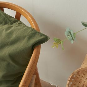 Retro Pure Color Washed Cotton Pillow (Option: Moss Green-45x45cm pillowcase)