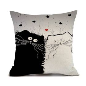 Printed Cat Linen Sofa Pillowcase (Option: Style8-45x45cm)