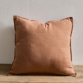 Pure Cotton And Linen Linen Solid Color Pillow Simple Modern (Option: 45x45cm Without Core-Amber Brown)