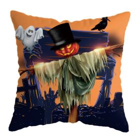 Linen Skull Halloween Pillow Cover (Option: 45x45cm-A26)