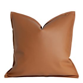 Nordic Style Solid Leather Living Room Sofa Pillow Bed Waist Support (Option: orange-45x45 with core)