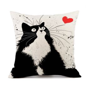 Printed Cat Linen Sofa Pillowcase (Option: Style4-45x45cm)