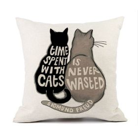 Printed Cat Linen Sofa Pillowcase (Option: Style12-45x45cm)