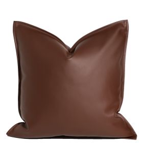 Nordic Style Solid Leather Living Room Sofa Pillow Bed Waist Support (Option: Dark chocolate-45x45 with core)