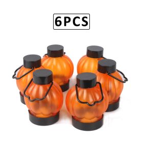 6 Pack Flickering LED Pumpkin Lantern Flameless Tea Lights (Color: No pattern)