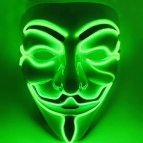 Halloween Led Hacker Mask V Vendetta Mask Adult Glowing Cosplay Mask (Color: Green)