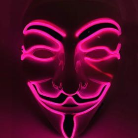 Halloween Led Hacker Mask V Vendetta Mask Adult Glowing Cosplay Mask (Color: Pink)