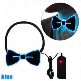 Glow In The Dark LED Bow Tie Luminous Flashing Necktie For Birthday Party Wedding Christmas Decoration Halloween Cosplay Costume (Battery Not Included (Color: Blue)