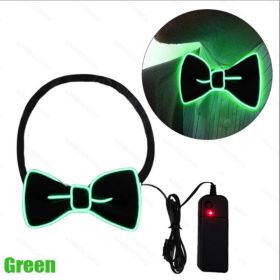 Glow In The Dark LED Bow Tie Luminous Flashing Necktie For Birthday Party Wedding Christmas Decoration Halloween Cosplay Costume (Battery Not Included (Color: Green)