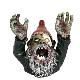 Halloween Zombie Gnome Statue Graveyard Creeper Dwarf Sculpture Horror Gnome Resin (Color: Black)