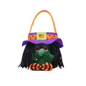 Halloween Pumpkin Bucket Handheld Bag Candy Gift Box (Color: Green)