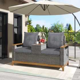 [Not allowed to sell to Wayfair]Outdoor Comfort Adjustable Loveseat; Armrest With Storage Space With 2 Colors; Suitable For Courtyards; Swimming Pools (Color: Grey)