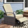 Outdoor Patio Rattan Wicker Swivel Recliner Chair;  Adjustable Reclining Chair 360Â¬âˆž Rotating with Water Resistant Cushions