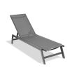 Outdoor Chaise Lounge Chair; Five-Position Adjustable Aluminum Recliner; All Weather For Patio; Beach; Yard;  Pool