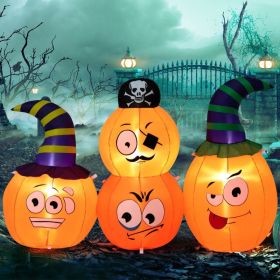 Halloween Festives Inflatable Spoof Ghost Yard Decoration With LED Lights (Color: Orange, size: 5 FT)