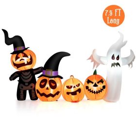 Halloween Festives Inflatable Spoof Ghost Yard Decoration With LED Lights (Color: Black & White, size: 7.5 FT)