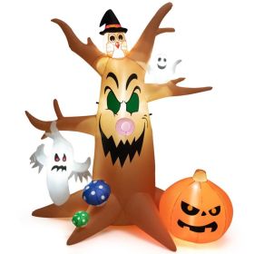 Halloween Outdoor Spoof Tree Monster Ghost Blow Up Yard Decoration W/ Built-In Led Lights (Color: Orange, size: 8 FT)