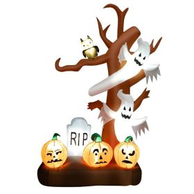 Halloween Outdoor Spoof Tree Monster Ghost Blow Up Yard Decoration W/ Built-In Led Lights (Color: Brown, size: 8 FT)