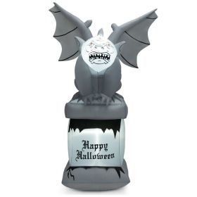 Happy Halloween Inflatable Spoof Ghost Yard Decoration With LED Lights (Color: Grey, size: 8.2 FT)