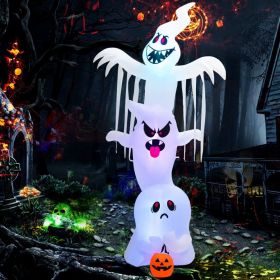 Holiday Backyard Decor Halloween Inflatable Horror Ghost  W/LED Lights (Color: White, size: 10 Ft)