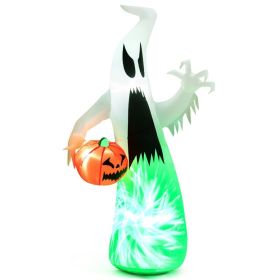 Holiday Backyard Decor Halloween Inflatable Horror Ghost  W/LED Lights (Color: White & Green, size: 6 Ft)