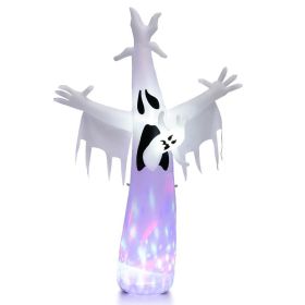 Holiday Backyard Decor Halloween Inflatable Horror Ghost  W/LED Lights (Color: White & Black, size: 8 FT)