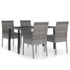 5 Piece Patio Dining Set Poly Rattan Gray