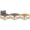 3 Piece Patio Lounge Set with Cushions Solid Acacia Wood