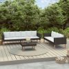 3 Piece Patio Lounge Set with Cushions Poly Rattan Black