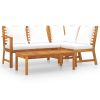 4 Piece Patio Lounge Set with Cushion Cream Solid Acacia Wood