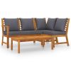 4 Piece Patio Lounge Set with Cushion Solid Acacia Wood