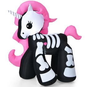 Halloween Festivr Inflatable  With LED Lights Spoof Ghost Yard Decoration (Color: White & Black, size: 5.5 Ft)