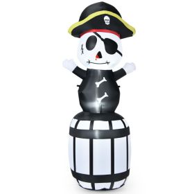 Halloween Festivr Inflatable  With LED Lights Spoof Ghost Yard Decoration (Color: White & Black, size: 8 FT)